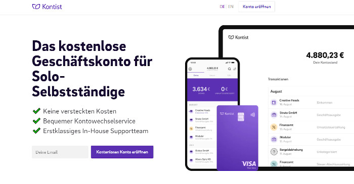KONTIST: GESCHÄFTSKONTO UND STEUERSERVICE FÜR SELBSTÄNDIGE